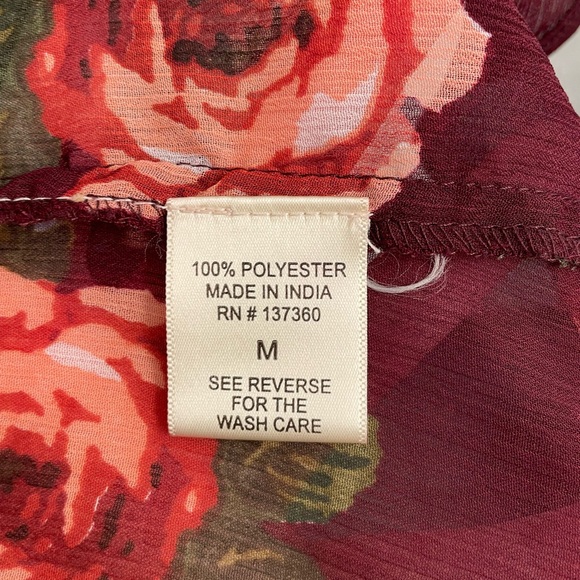 Live 4 Truth Floral Burgundy Off-Shoulder Overlay Top size medium - Picture 6 of 6